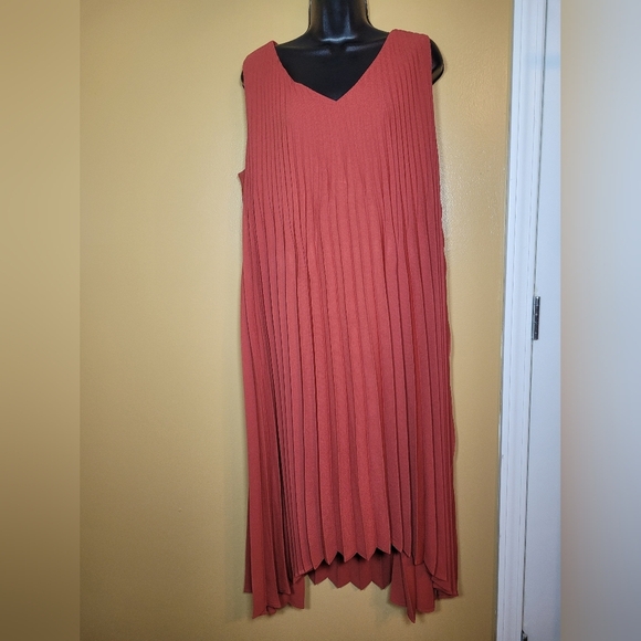 J. Jill Wearever Collection Sunburst Pleated Accordion Style Midi Dress sz LP - Picture 1 of 7